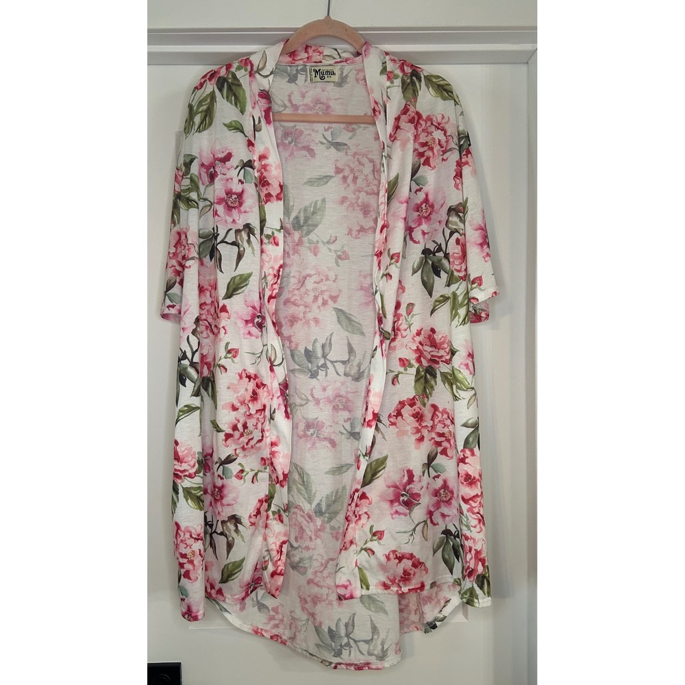 Show Me Your Mumu Floral Kimono Cardigan Pink Peony Open Front Coverup‎ NO BELT
